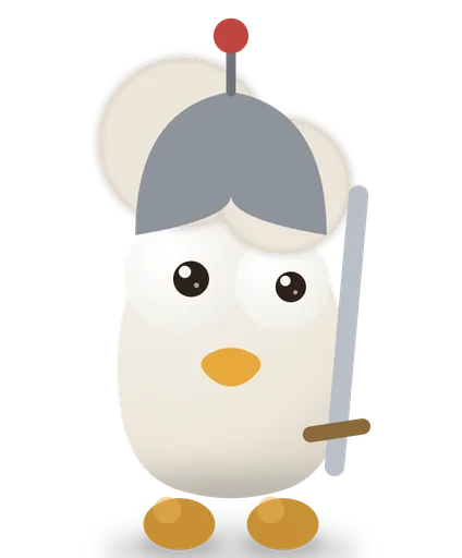Ducknight, a duck in a knight’s helmet, holding a long sword