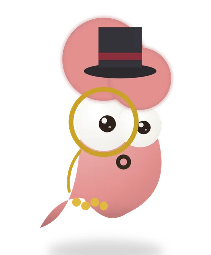 Sir Wiggles, a pink worm in a top hat and a monocle