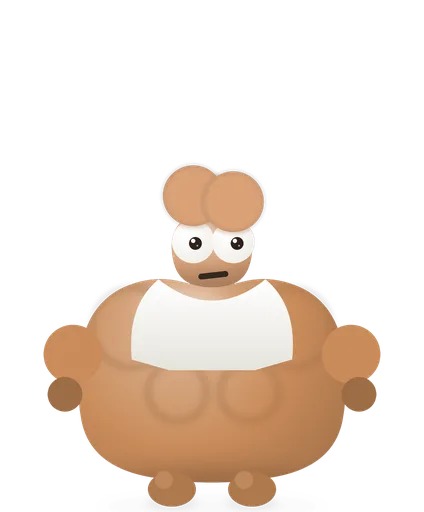 Swolley, a muscly orange weirdo in a white tank top, chest out