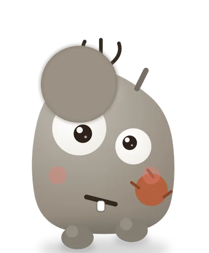 Frazzle, a grey weirdo with messy hair sticking up